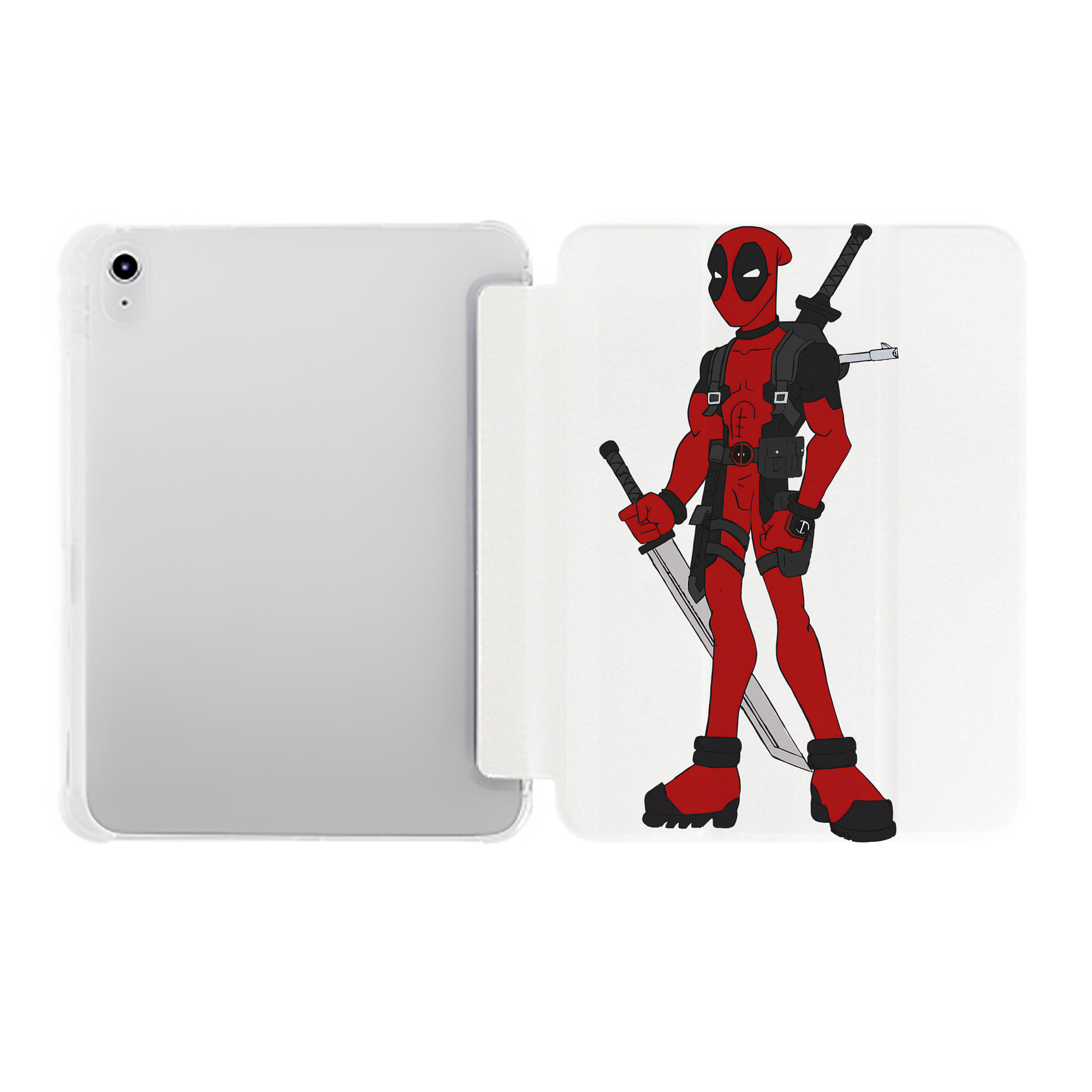（画像用） Deadpool デッドプール IPad ケース ペン収納付き 三つ折りスタンド PUレザー×シリコン 対応機種9.5/10.5/10.9インチ